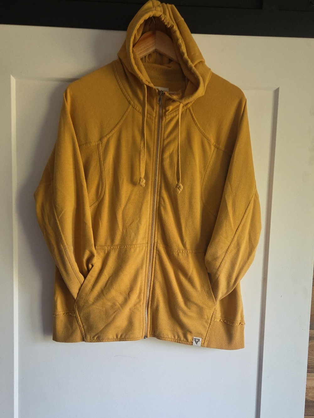 Lightweight Mustard Yellow Hooded Zip Windbreaker